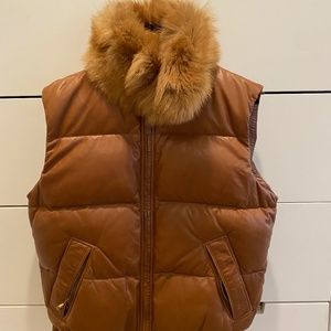 RALPH LAUREN NWT leather & fur vest.